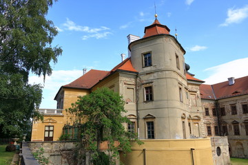Jezeri Castle situated near coal mine in Northern Bohemia, Czech Republic.