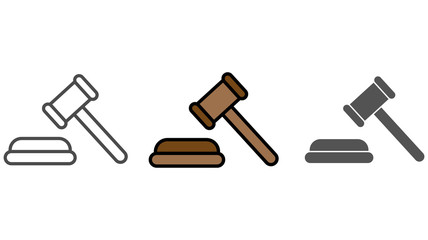 Law hammer vector icon sign symbol