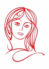 Woman's face. Abstract minimalistic linear sketch. Vector hand drawn illustration