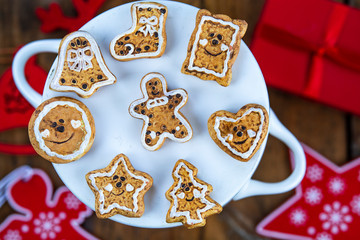 Christmas gingerbread cookies and Christmas decoration