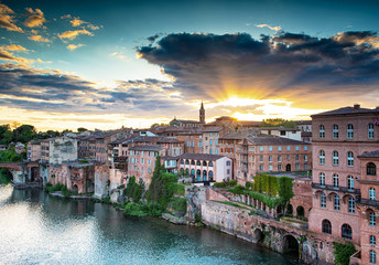 View on Albi in sunset