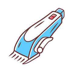 Shaving machine color icon. Haircutting procedure. Barbers beauty device. Male and female haircut tool. Beauty electric instrument. Isolated vector illustration