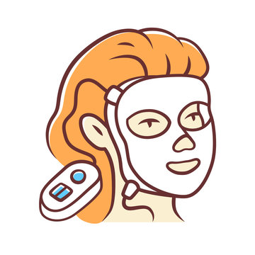 woman wearing led face mask clip art preview