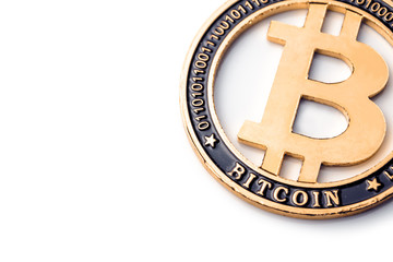 Cryptocurrency coin - Bitcoin, isolated on a white