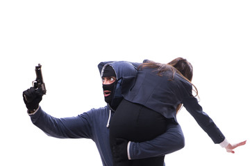 Businesswoman is kidnapped by the gunman