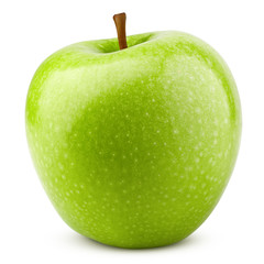 Green juicy apple isolated on white background, clipping path, full depth of field
