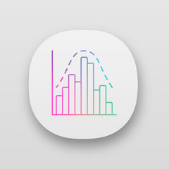 Histogram app icon. Diagram. Business trade info. Financial analytics. Statistics data. Report in visible form. UI/UX user interface. Web or mobile applications. Vector isolated illustrations