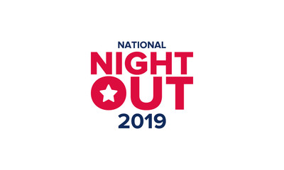 National Night Out. Community-police awareness-raising campaign in the United States. Celebrated annual in August. Partnership event. Poster, greeting card, banner and background. Vector illustration