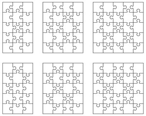 Illustration of different white puzzles, separate pieces