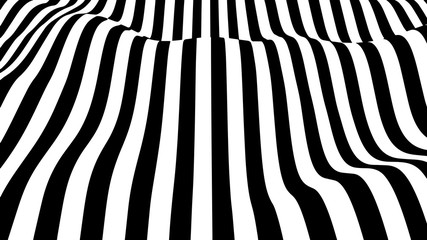 Movement lines illusion. Abstract wave whith black and white curve lines. Vector optical illusion.