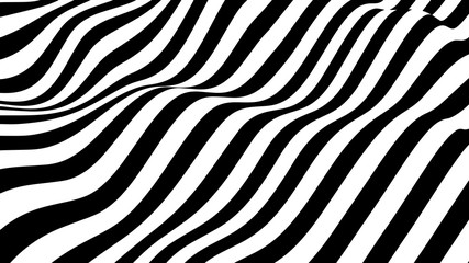 Movement lines illusion. Abstract wave whith black and white curve lines. Vector optical illusion.