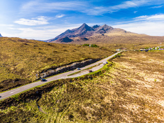 View to Glamaig Mountain close to Sligachan in Scotland