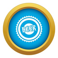 Beer bottle cap icon blue vector isolated on white background for any design