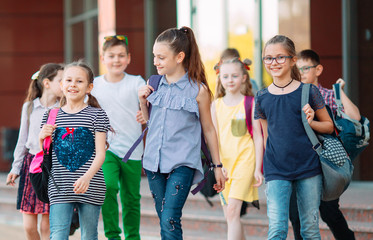 Group of kids going to school together.