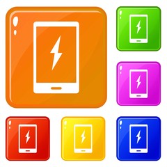 Warning phone icons set collection vector 6 color isolated on white background