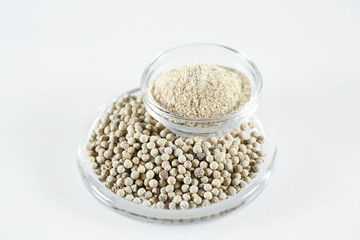 Ground White Pepper Isolated in white.