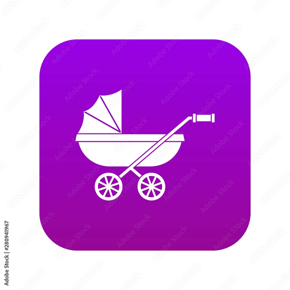 Wall mural Baby carriage icon digital purple for any design isolated on white vector illustration - Wall murals