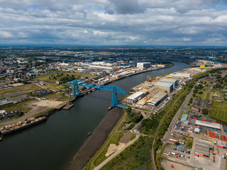 Fototapeta na wymiar The Tees Transporter Bridge in Middlesbrough that crosses the River Tees