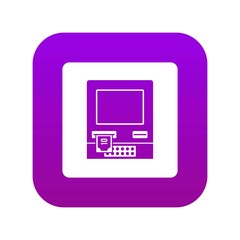 ATM bank cash machine icon digital purple for any design isolated on white vector illustration