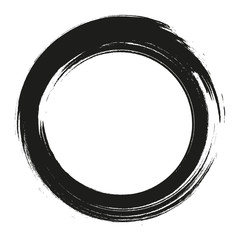 vector brush strokes circles of paint on white background. Ink hand drawn paint brush circle. Logo, label design element vector illustration. Black abstract circle. Frame.