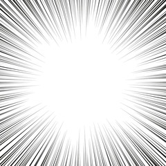 Graphic Explosion with Speed Lines. Comic Book Design Element. Retro comic style background with sun rays. Vector Illustration.