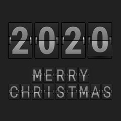 Airport Display Font. 2020 Big Numbers. Merry Christmas 2020. Vector Illustration