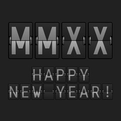 Airport Display Font. MMXX Big Letters. 2020 in the Roman Numerals. Happy New Year 2020. Vector Illustration