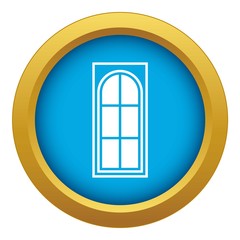 Wooden door with glass icon blue vector isolated on white background for any design