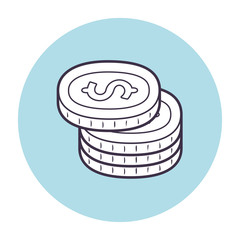 Coins stack. Cash money vector icon.