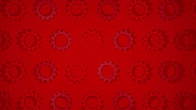 3D Gear Animation Shifted. The gears are rotating smoothly against each other. 2 Colors Red and a darker red.