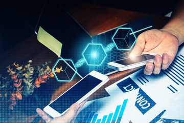 Smartphone mobile application transaction innovation transform blockchain technology online bitcoin...