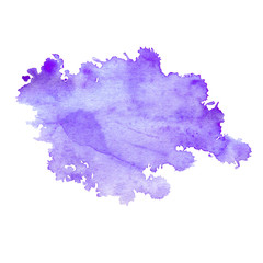 Watercolor stain of neon purple with splashes.