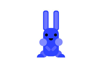 Bluish rabbit hare toy animal - flat design