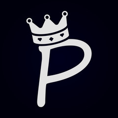 Caligrafía de la letra P con corona en la parte superior