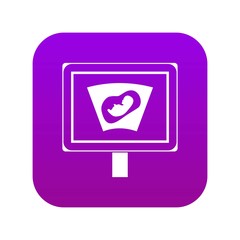 Ultrasound of baby in mother womb icon digital purple for any design isolated on white vector illustration