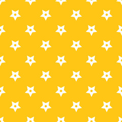 Seamless yellow and white perforated stars pattern vector