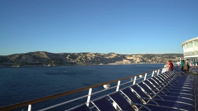 View from the biggest cruisehip in the world setting sale from Marseille onto the mediterranean sea