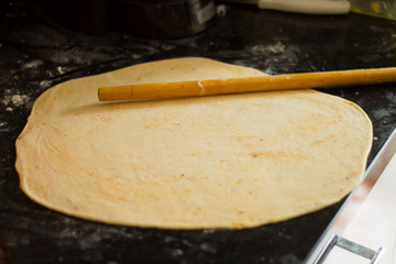 Turkish gozleme kneading and cooking