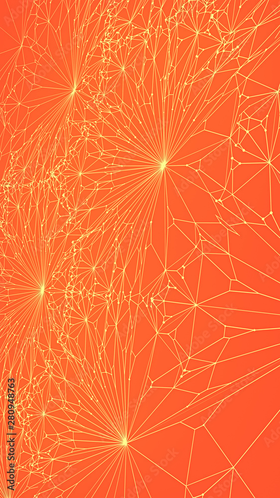 Poster abstract modern orange colored wire background. graphic art design. 3d rendering