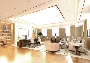 3d render open office, working space