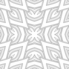 Monochrome Seamless Pattern with Floral Ethnic Motif