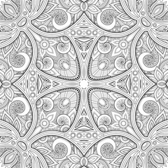 Monochrome Seamless Pattern with Mosaic Motif