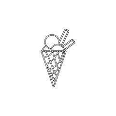 ice cream in horn icon. Element of ice cream for mobile concept and web apps icon. Outline, thin line icon for website design and development, app development