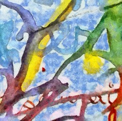 Detailed close-up grunge clouds abstract background. Dry brush strokes hand drawn oil painting on canvas texture. Creative simple pattern for graphic work, web design or wallpaper. Chaotic splashes.