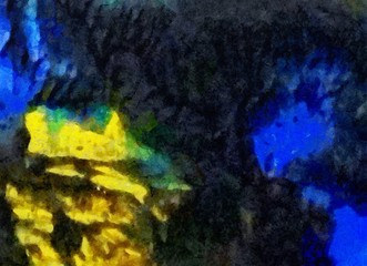 Detailed close-up grunge clouds abstract background. Dry brush strokes hand drawn oil painting on canvas texture. Creative simple pattern for graphic work, web design or wallpaper. Chaotic splashes.