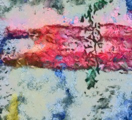 Detailed close-up grunge clouds abstract background. Dry brush strokes hand drawn oil painting on canvas texture. Creative simple pattern for graphic work, web design or wallpaper. Chaotic splashes.