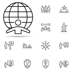 Globe, website icon. Universal set of professional seo for website design and development, app development