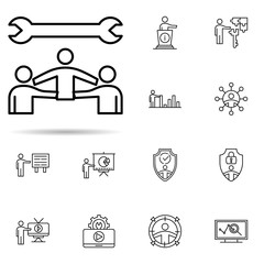 Group, management icon. Universal set of professional seo for website design and development, app development