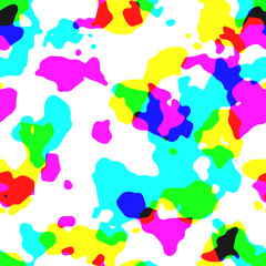 Fototapeta na wymiar Seamless CMYK and RGB colorful military fashion camo pattern vector