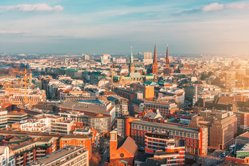 Aerial view of Old Town part of Hamburg, Germany